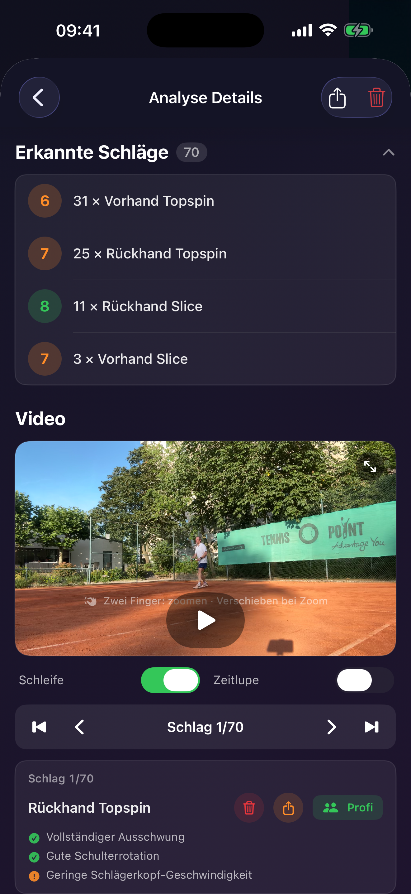 TennisFlow Analyseübersicht (unten)