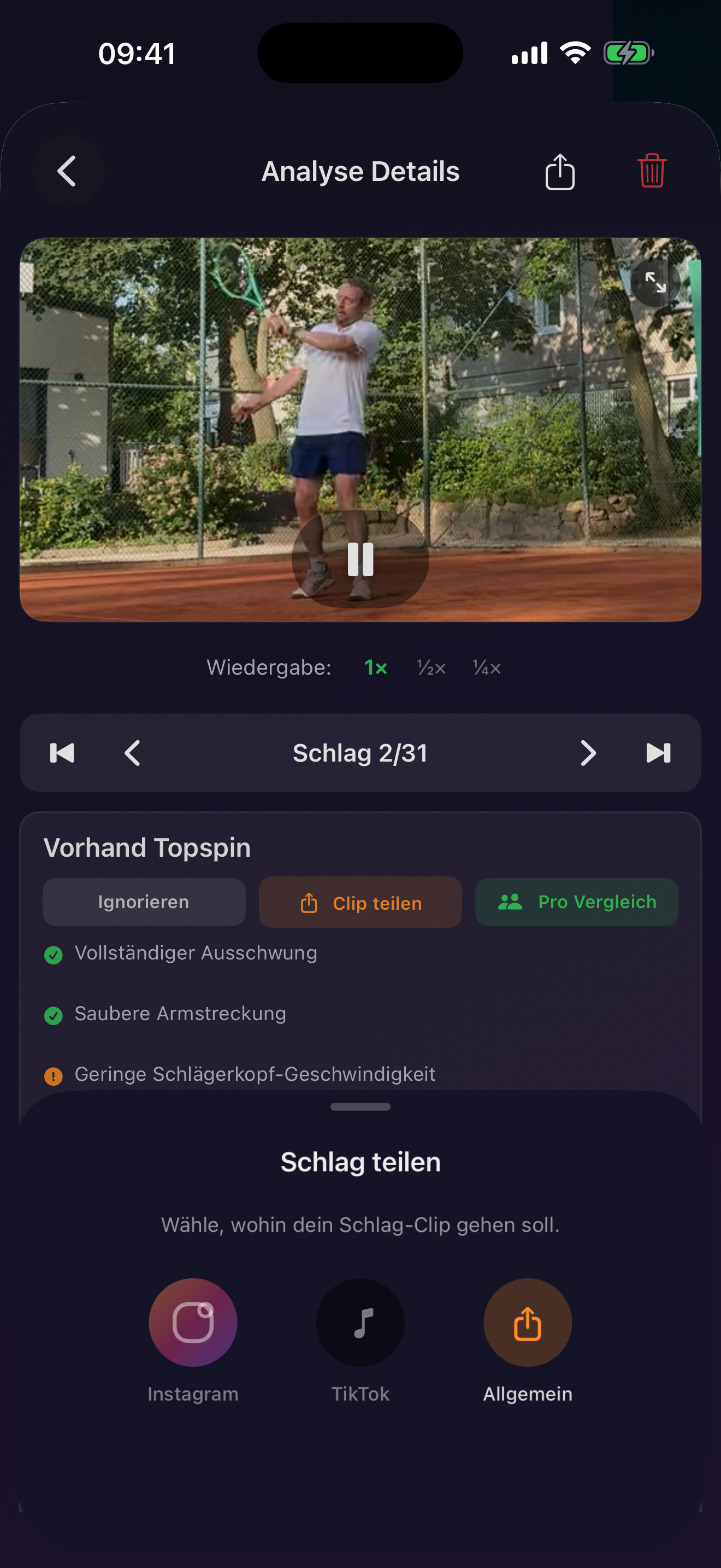 TennisFlow Clip teilen