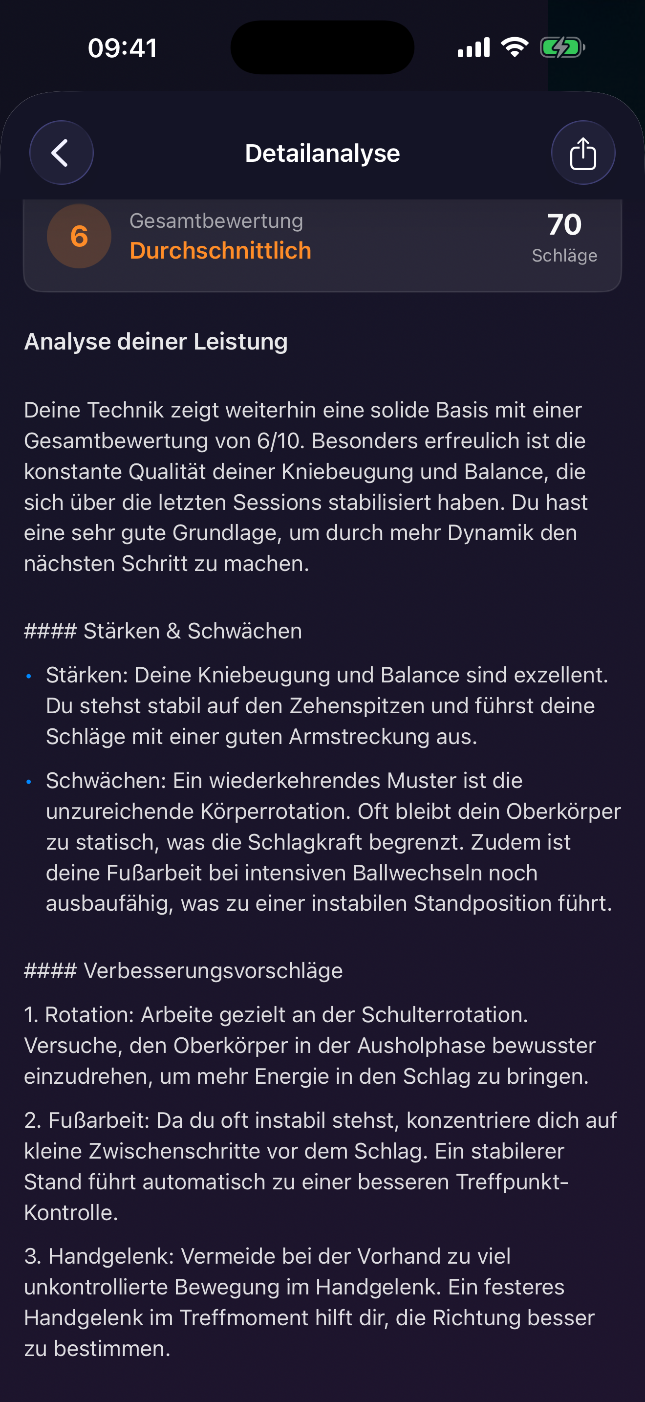TennisFlow Detailanalyse