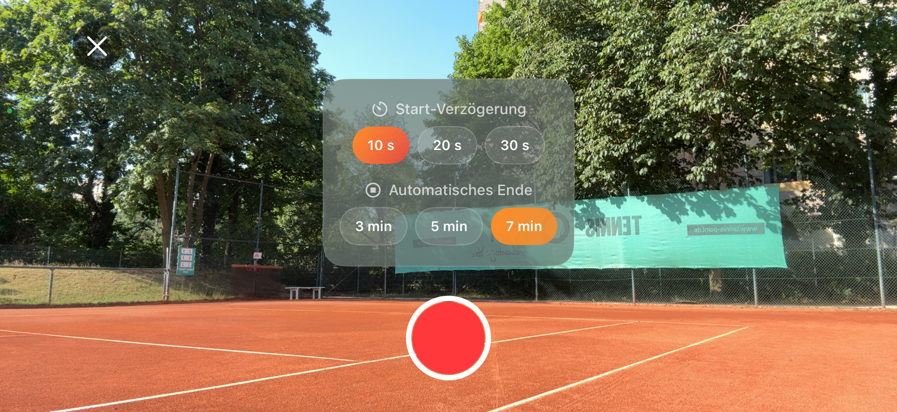 TennisFlow Aufnahme (Querformat)
