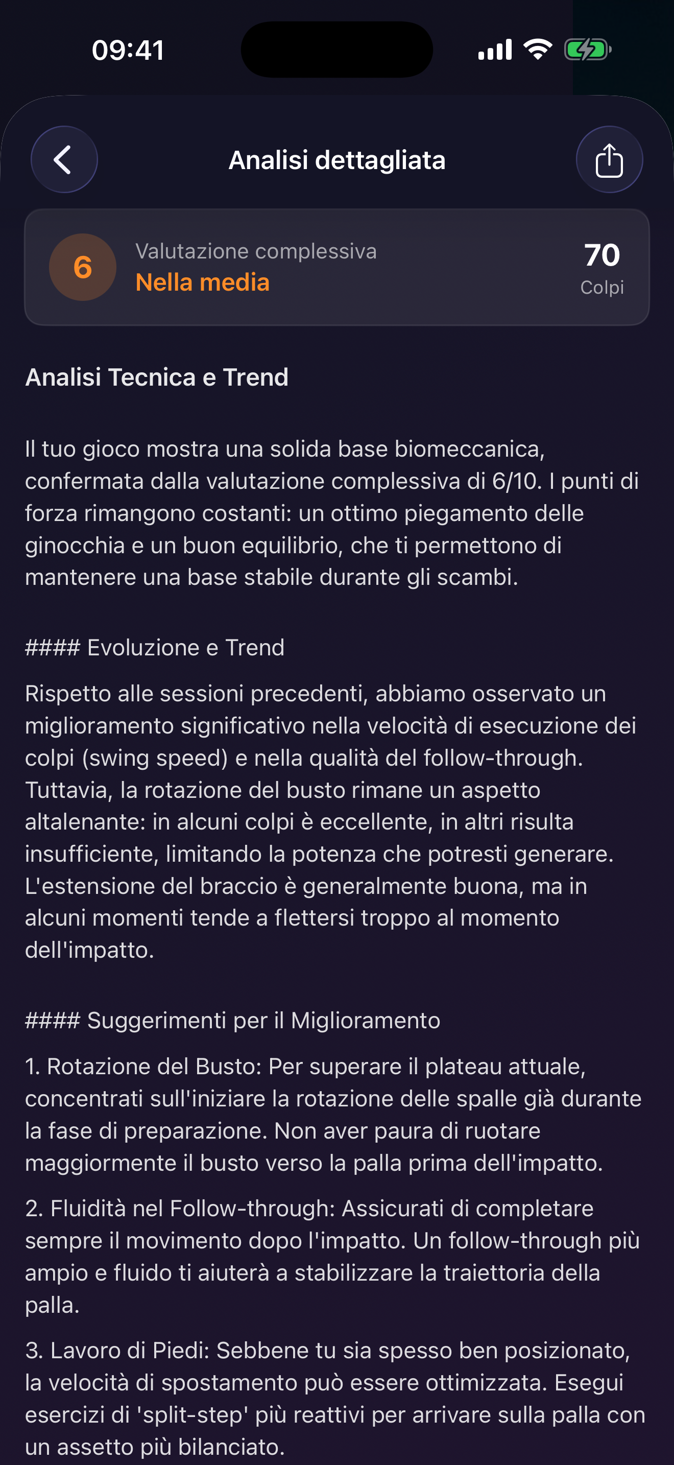Analisi dettagliata in TennisFlow